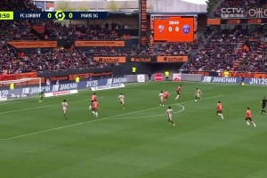 個人能力！登貝萊右路內(nèi)切抽射破門，巴黎1-0領先洛里昂！